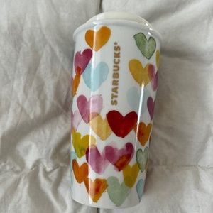 NWOB starbucks watercolor heart ceramic tumbler